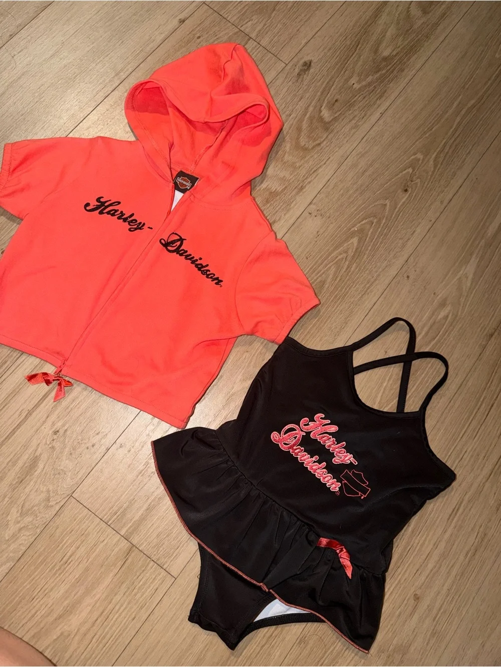 Harley-Davidson toddler Black & Coral Swimsuit Set 3T